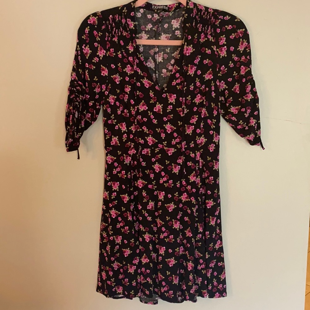 Express Black & Pink Floral Dress - XS
